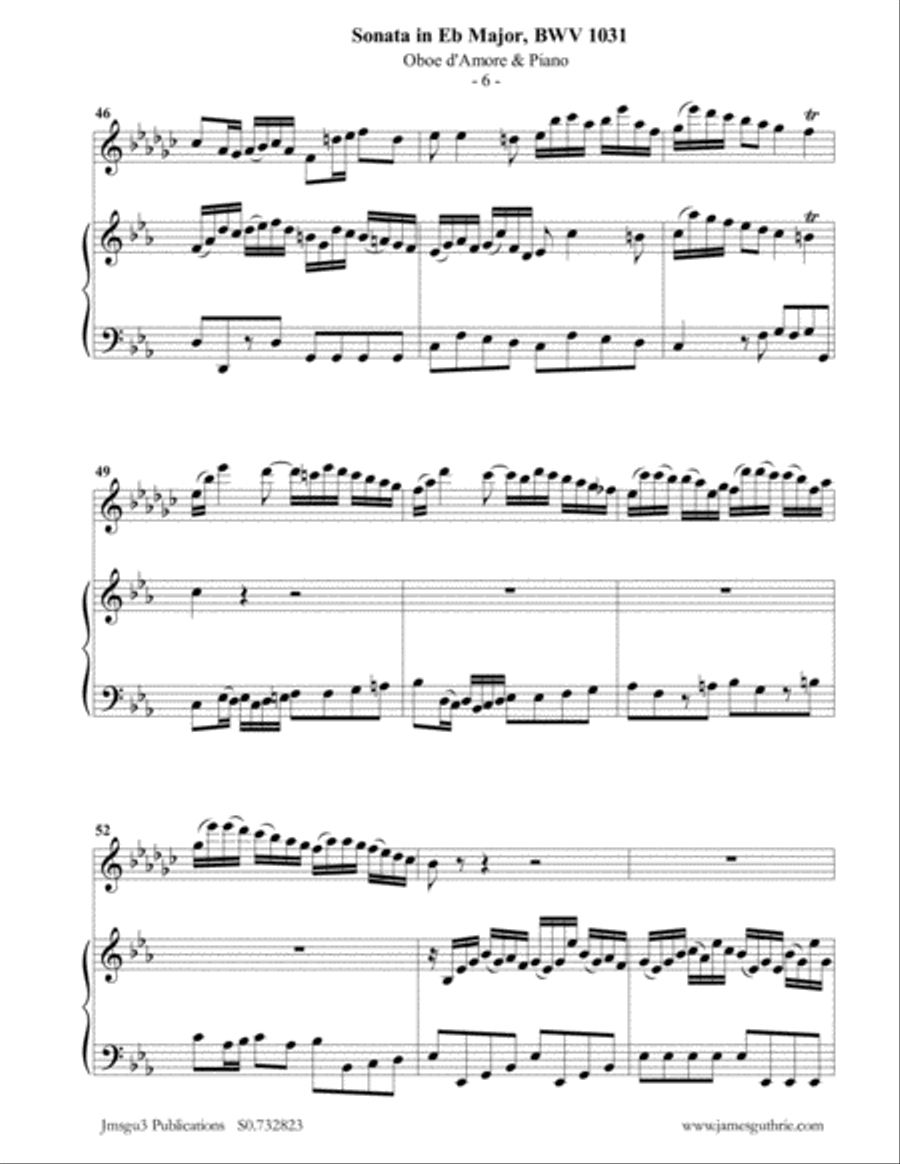 BACH: Sonata in Eb BWV 1031 for Oboe d'Amore & Piano Oboe scores gallery preview page 6