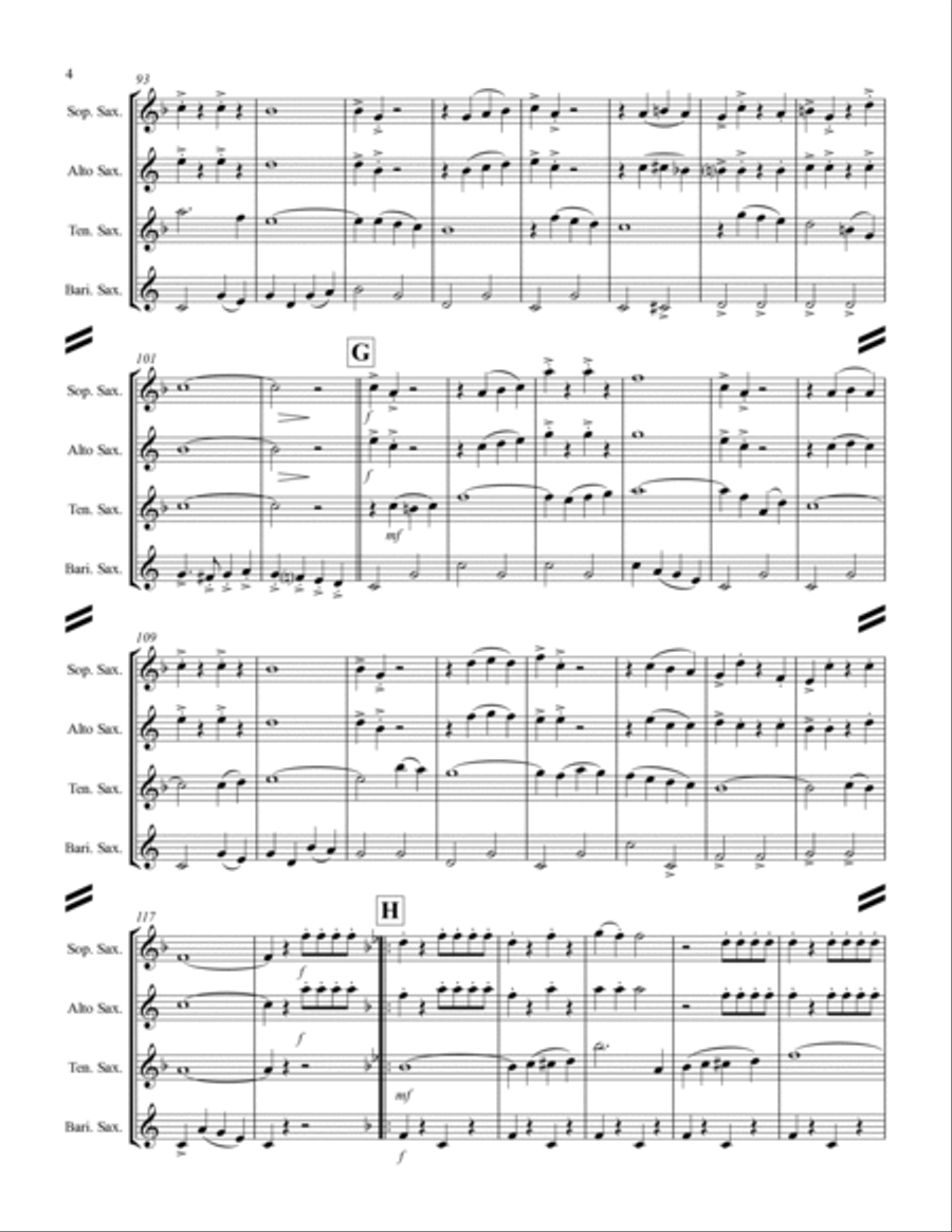 March - “Colonel Bogey” (for Saxophone Quartet SATB) Saxophone Quartet scores gallery preview page 5