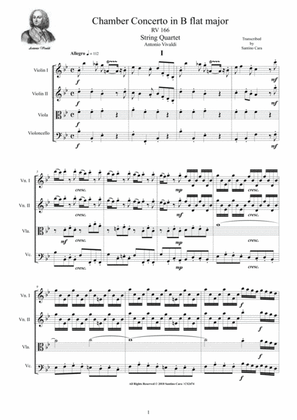Vivaldi - Concerto in B flat major RV 166 for String Quartet