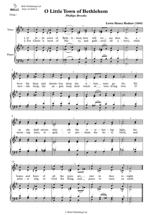 O Little Town of Bethlehem (Duet) (Original key. G Major)