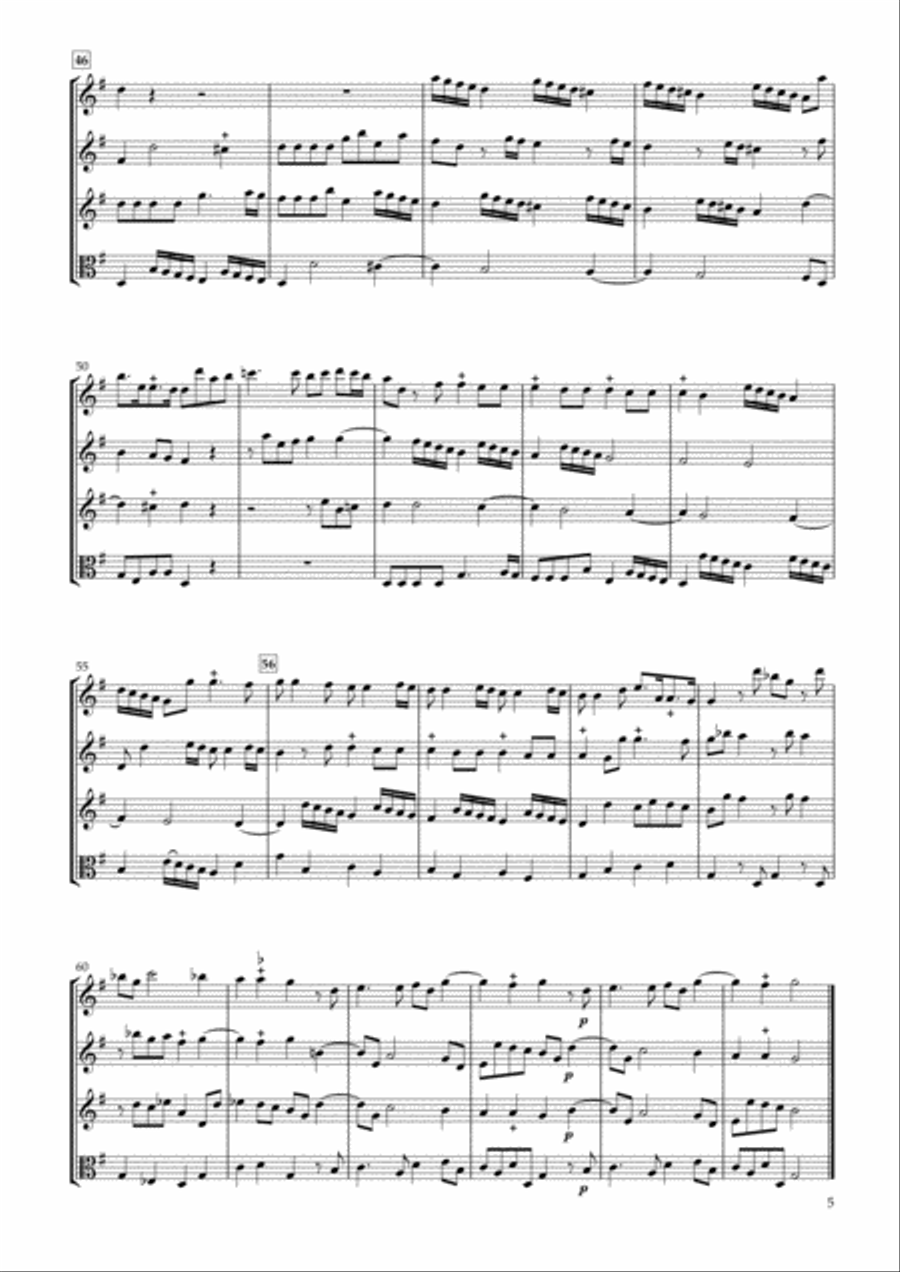 Sonata Op.34-2 for Three Violins & Viola String Duet scores gallery preview page 5