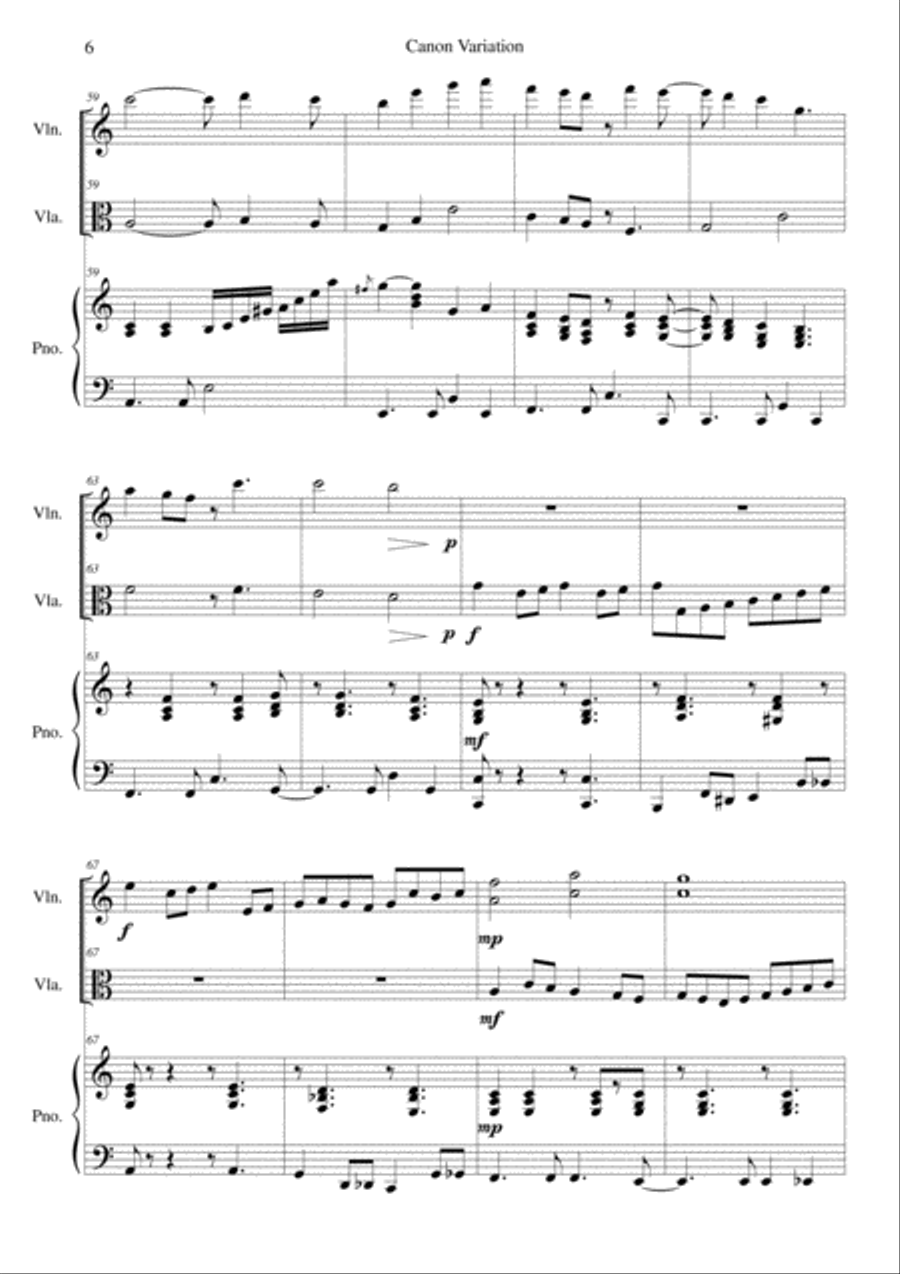 Canon Variation (Jazz Version) Viola scores gallery preview page 6