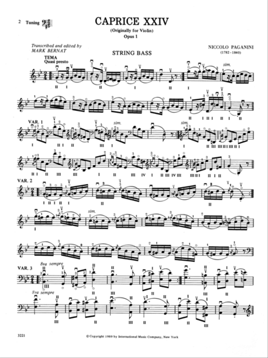 Caprice XXiv, Opus 1 Caprice XXiv, Opus 1 Double Bass scores gallery preview page 2