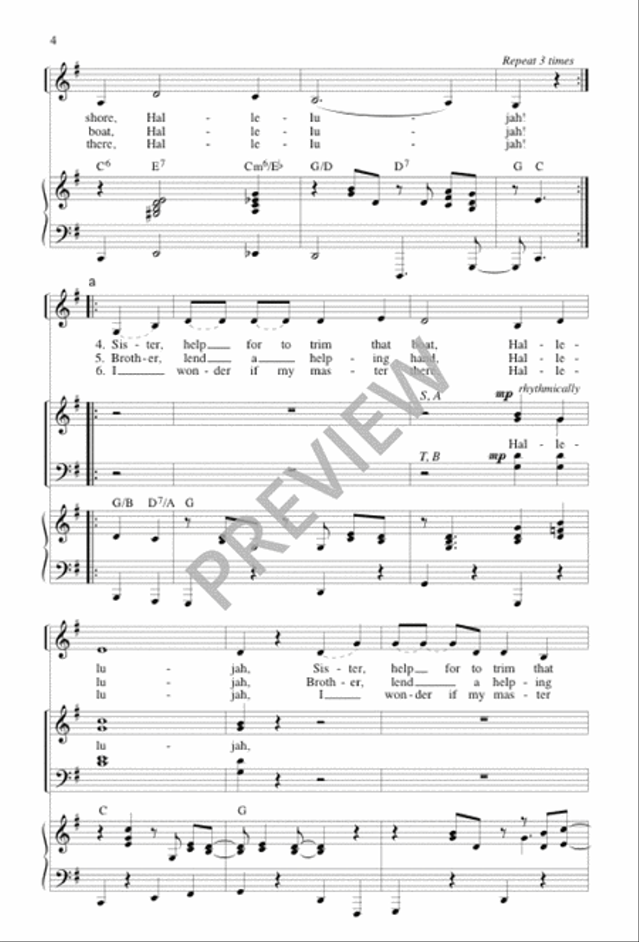 Michael, Row the Boat Ashore 4-Part scores gallery preview page 2