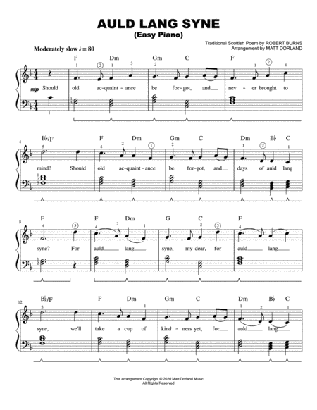 Auld Lang Syne (Easy Piano)