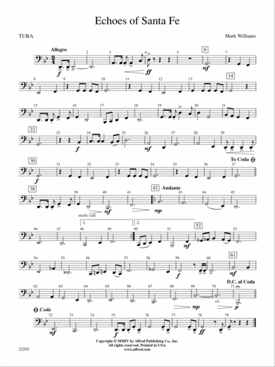 Echoes of Santa Fe: Tuba Concert Band scores gallery preview page 1