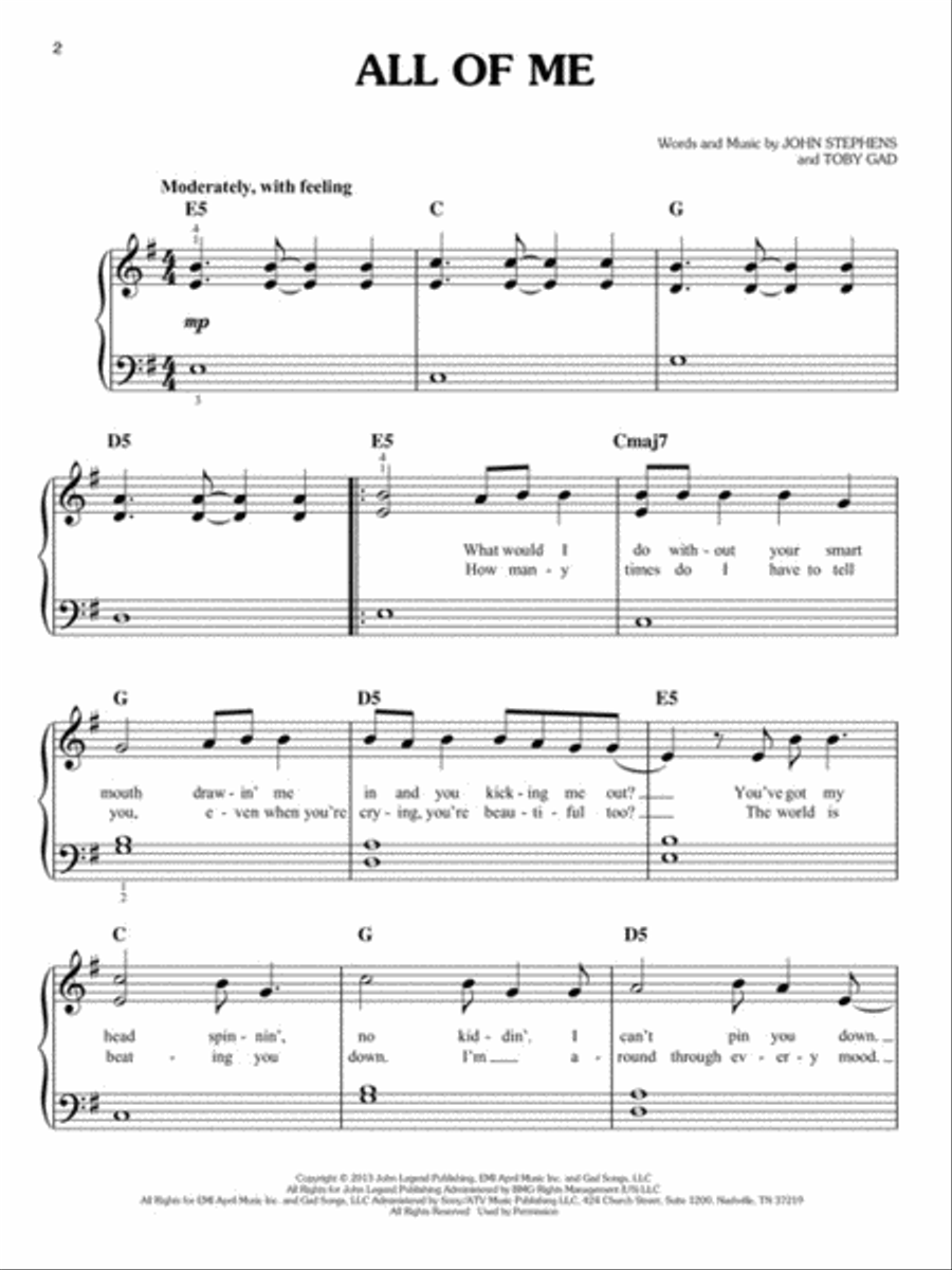 First 50 Pop Hits You Should Play on the Piano Easy Piano scores gallery preview page 3