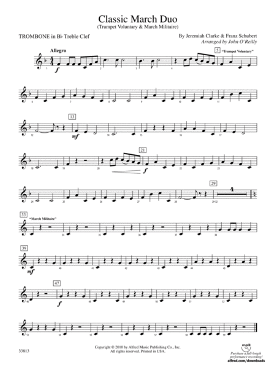 Classic March Duo: (World Part) 1st B-flat Trombone T.C. Concert Band scores gallery preview page 1