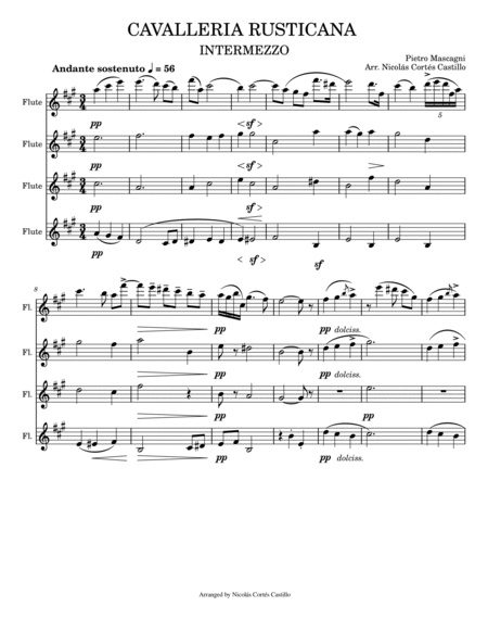 Intermezzo from Cavalleria Rusticana - Flute Quartet image number null