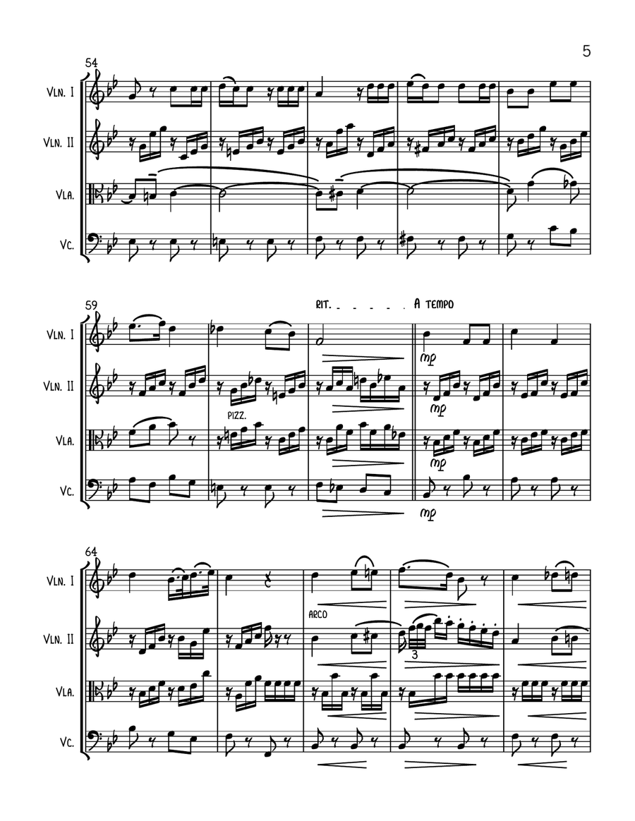 Voi Che Sapete from THE MARRIAGE OF FIGARO - String Quartet String Quartet scores gallery preview page 5