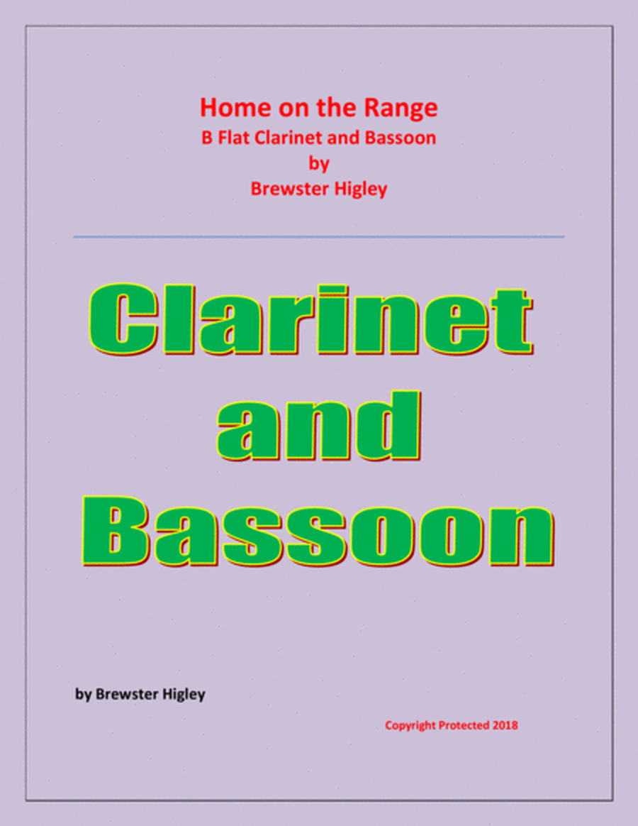 Home on the Range - Brewster Higley - For B Flat Clarinet and Bassoon - Easy/Beginner level image number null