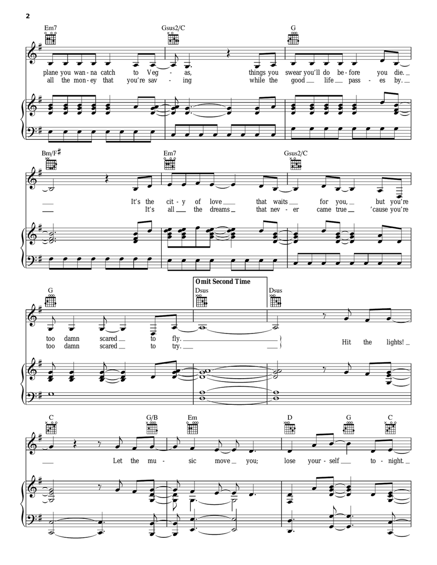 Hit The Lights Piano, Vocal, Guitar scores gallery preview page 2