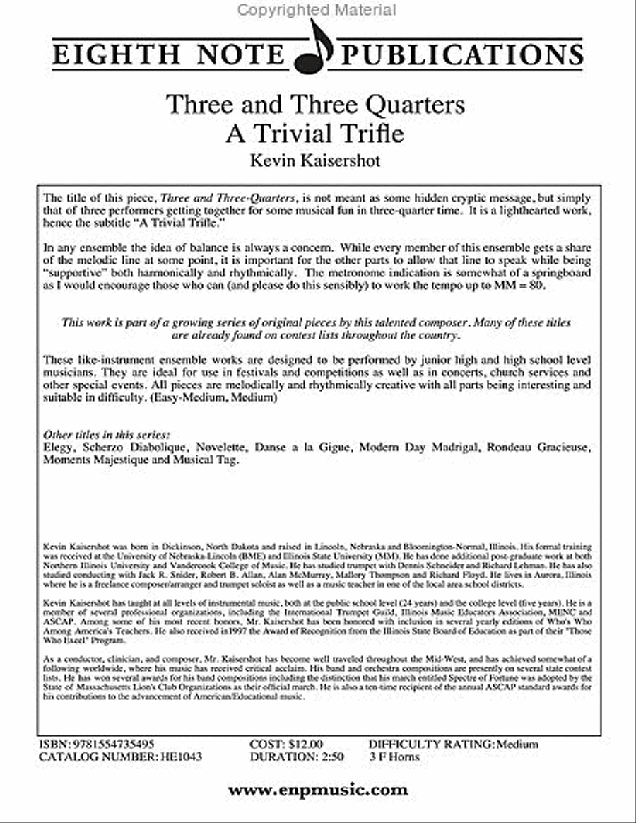 Three and Three Quarters Small Ensemble scores gallery preview page 2