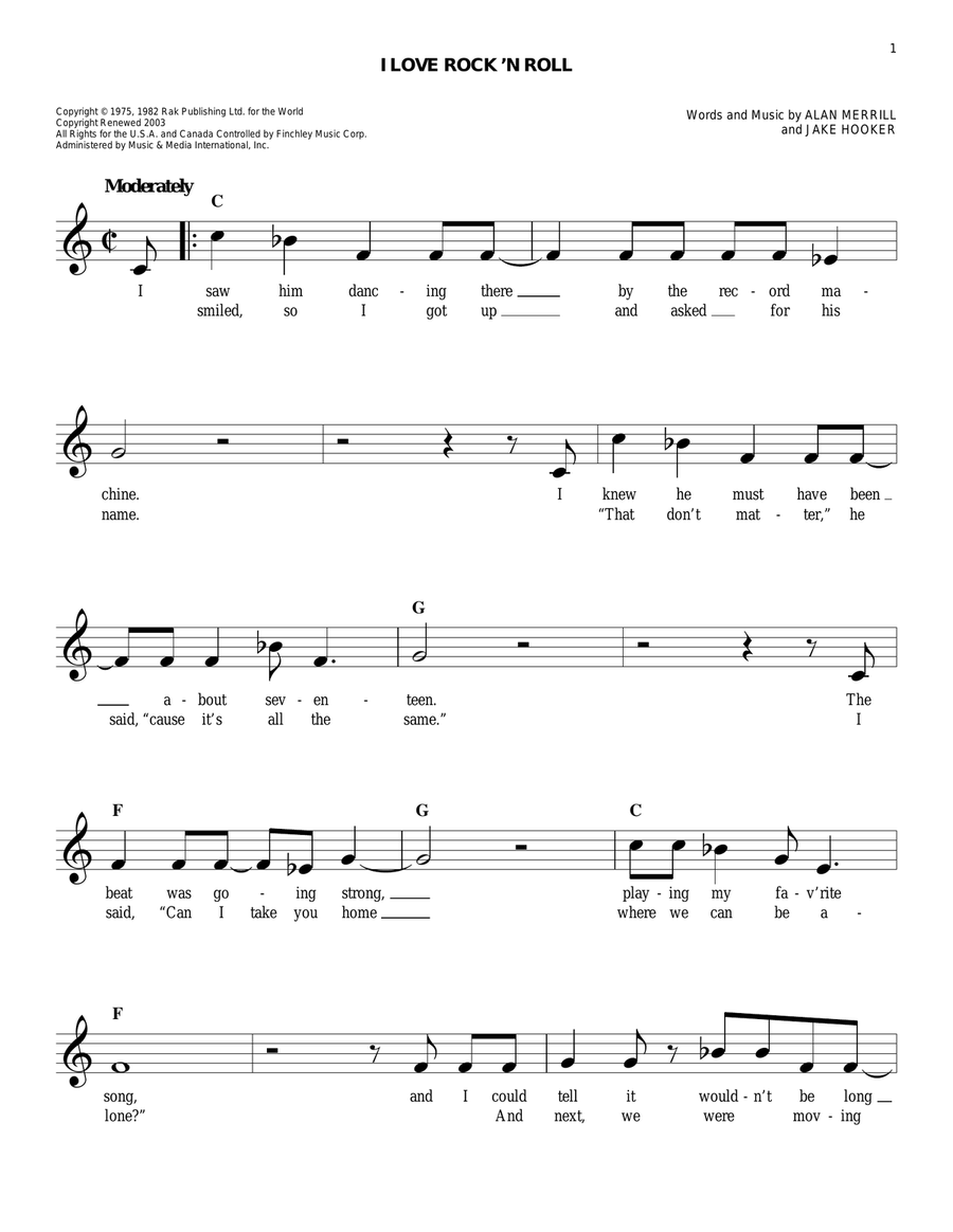 I Love Rock 'N Roll Acoustic Guitar scores gallery preview page 1