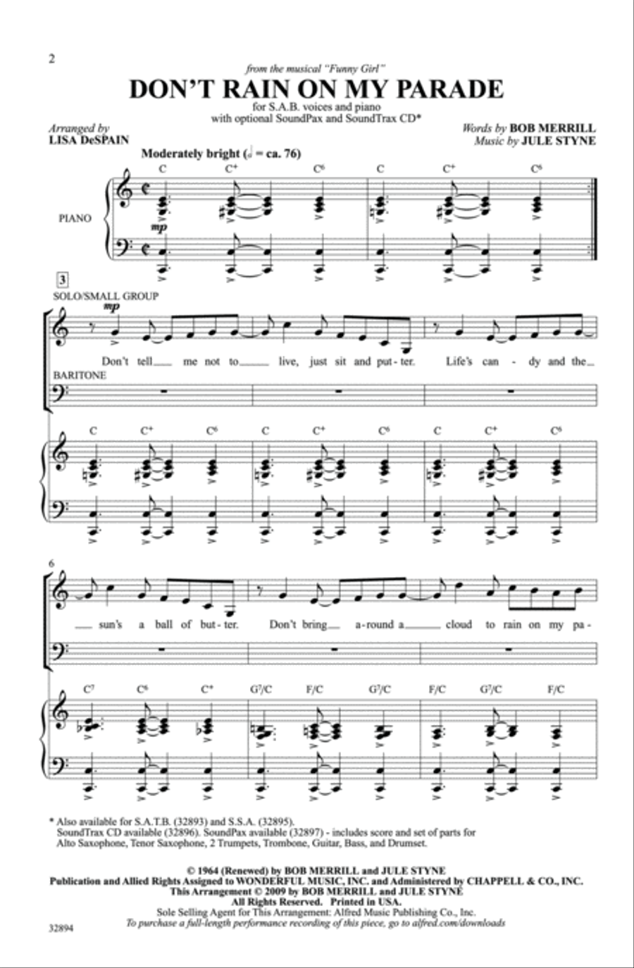Don't Rain on My Parade Don't Rain on My Parade 3-Part scores gallery preview page 13