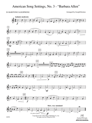 American Song Settings, No. 3 "Barbara Allen": E-flat Baritone Saxophone