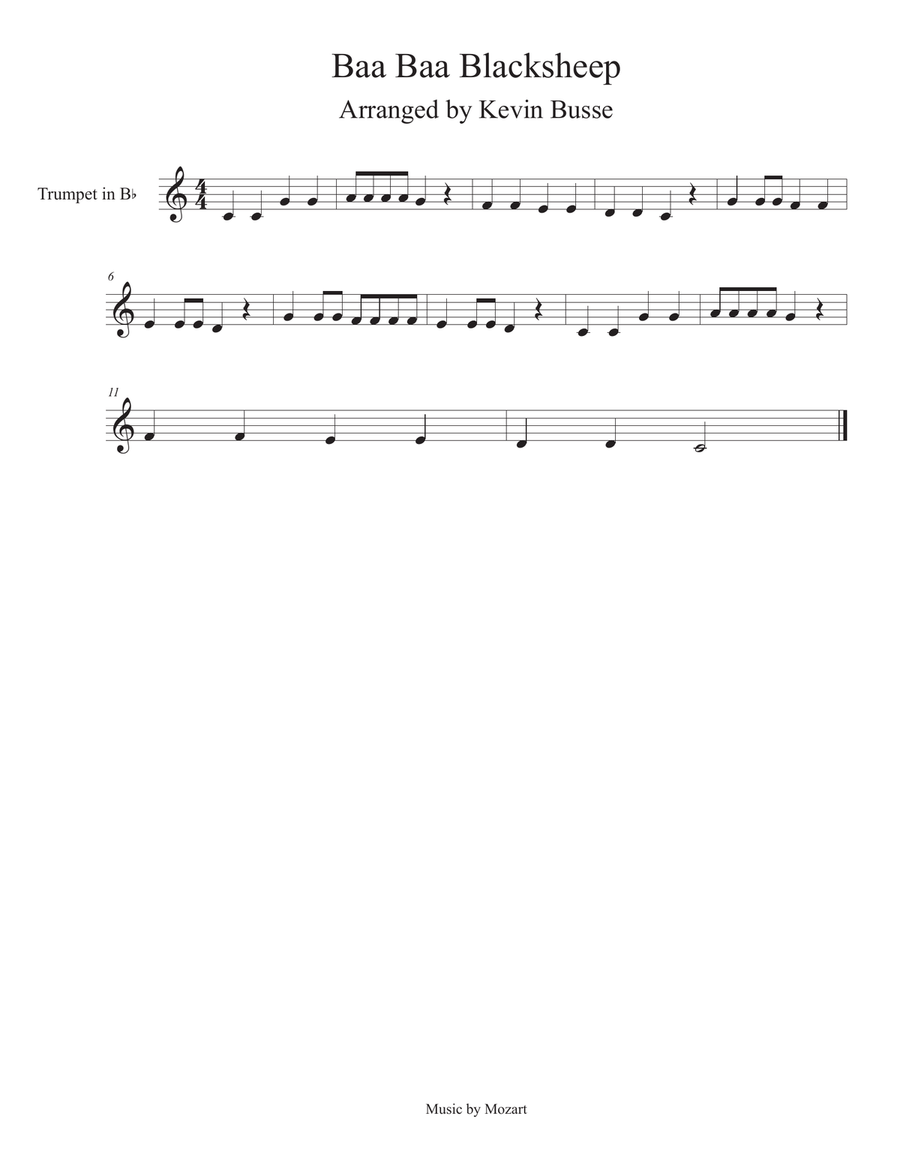 Baa Baa Black Sheep - Trumpet Trumpet Solo scores gallery preview page 1