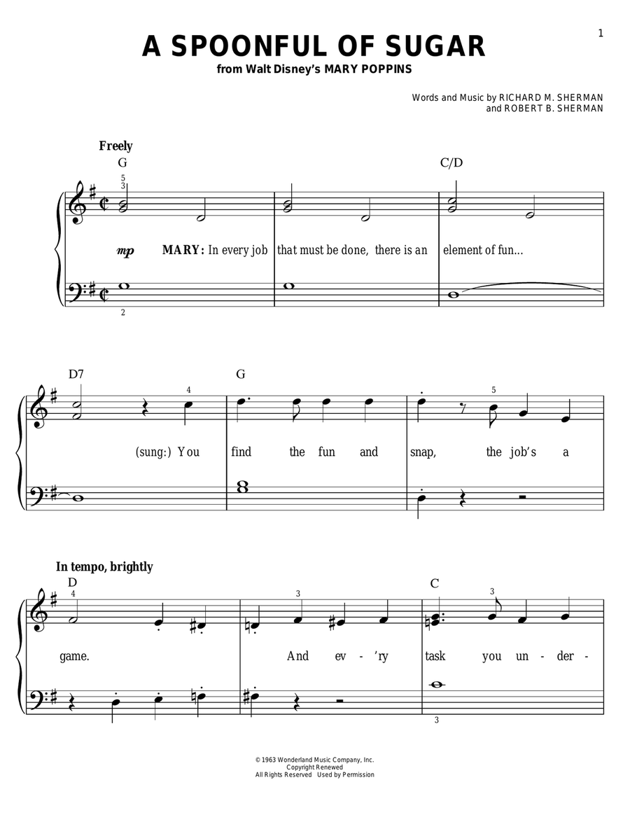 A Spoonful Of Sugar (from Mary Poppins) Voice scores gallery preview page 1