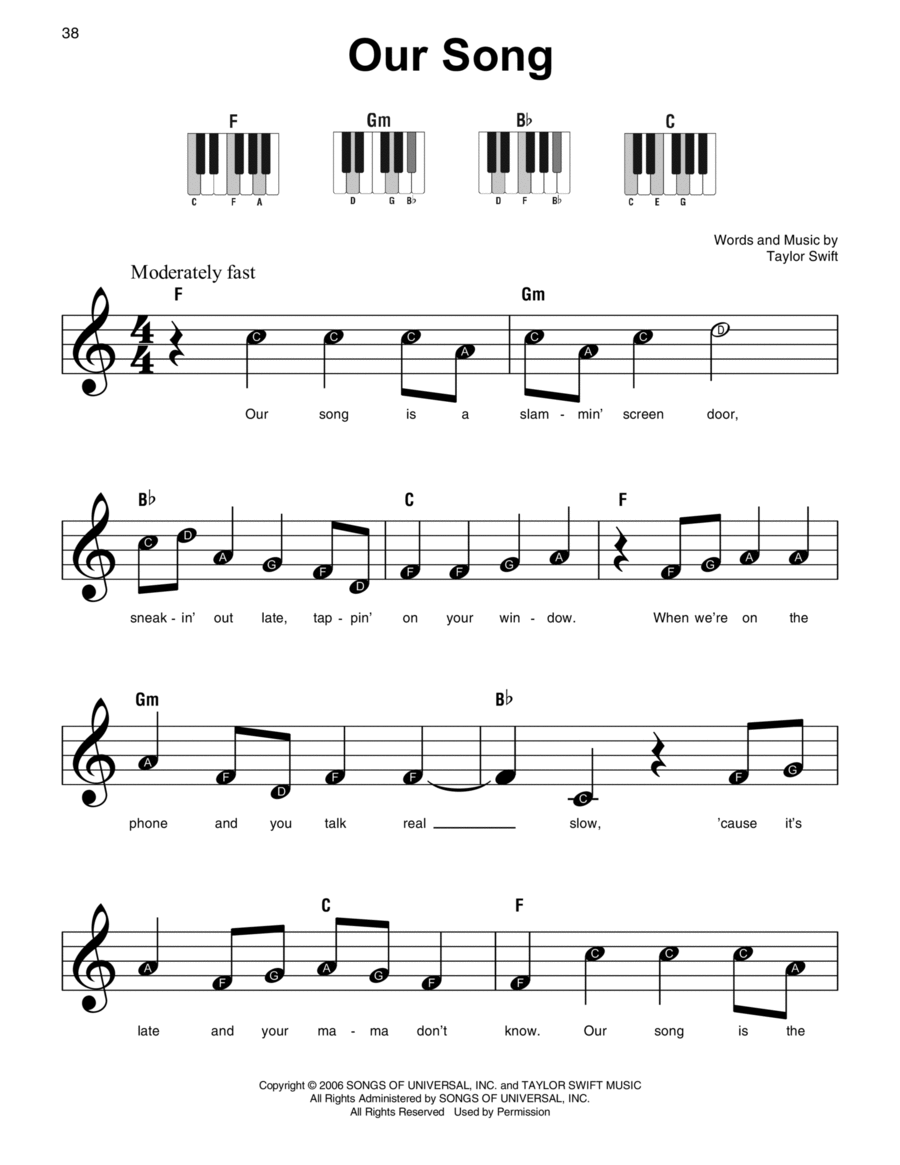 Our Song Easy Piano scores gallery preview page 1