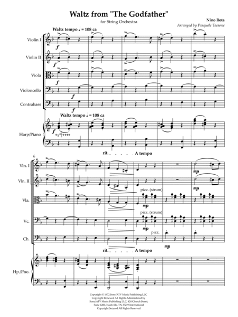 The Godfather Waltz The Godfather Waltz String Quintet scores gallery preview page 2