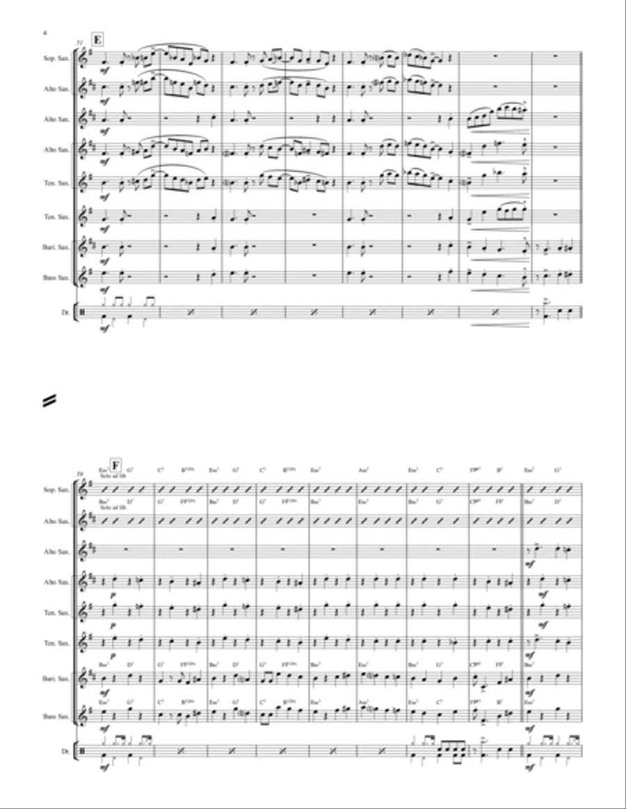Clinch at midnight - Charleston/Two Step - Saxophone Quintet Saxophone Quintet scores gallery preview page 4