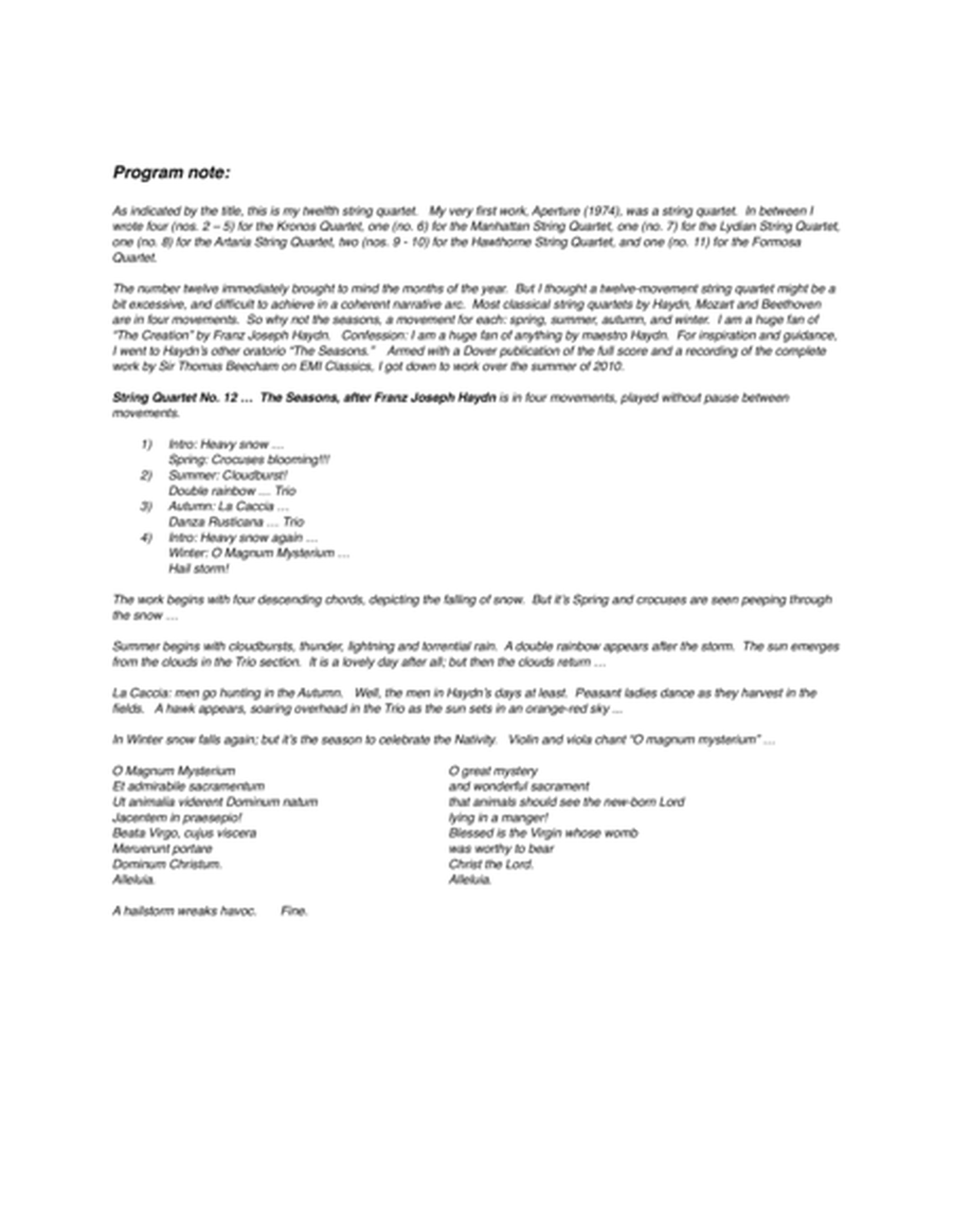 String Quartet No. 12 ... The Seasons (2010) full score image number null