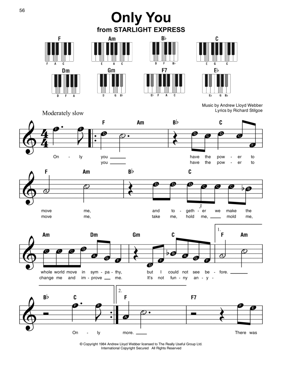 Only You Only You Easy Piano scores gallery preview page 1
