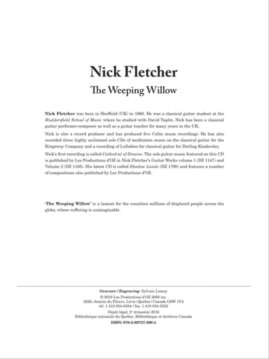 The Weeping Willow Classical Guitar scores gallery preview page 1