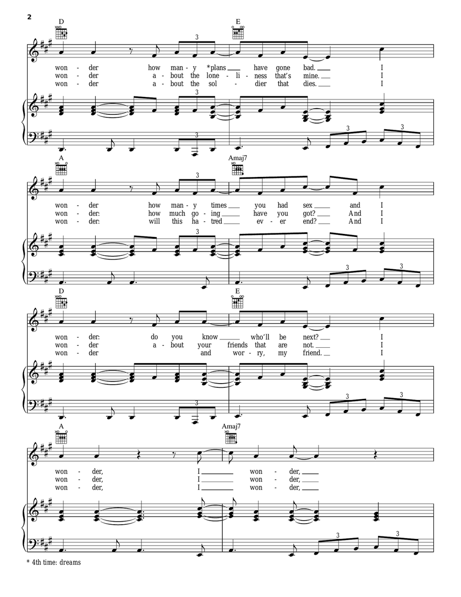 I Wonder Acoustic Guitar scores gallery preview page 2