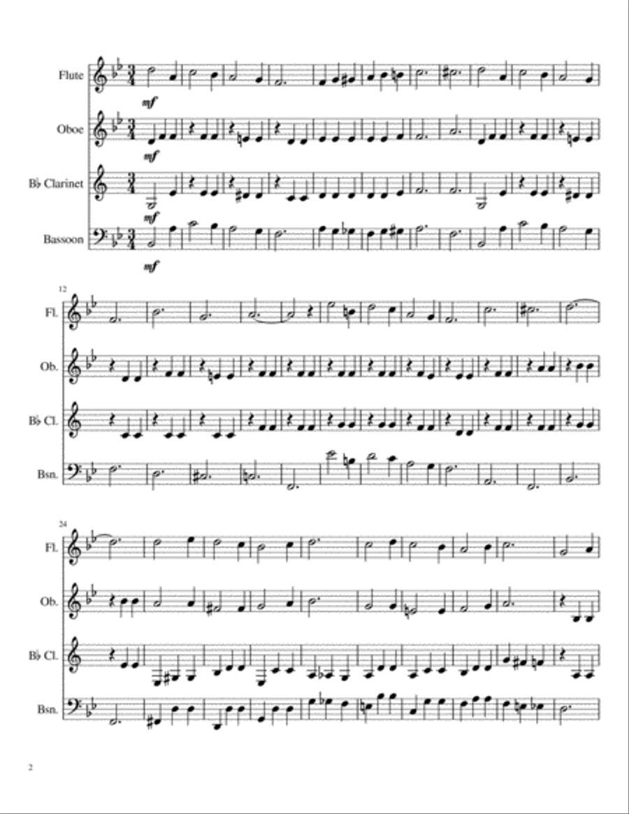 Let Me Call You Sweetheart for Woodwind Quartet Woodwind Quartet scores gallery preview page 2