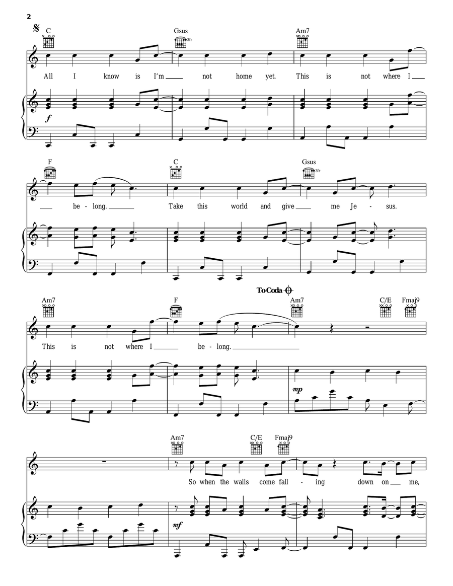 Where I Belong Piano, Vocal, Guitar scores gallery preview page 2