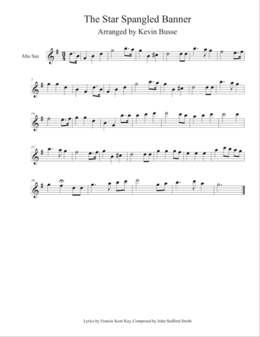 The Star Spangled Banner - Alto Sax Alto Saxophone scores gallery preview page 1