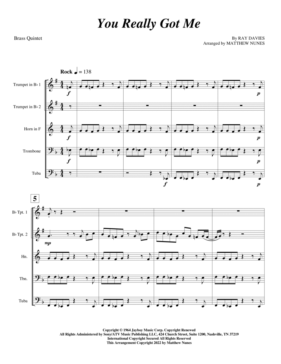 You Really Got Me Chamber Music scores gallery preview page 1