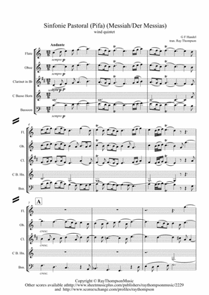 Handel: Sinfonie Pastoral (Pastoral Symphony)(Pifa) from The Messiah (Der Messias) - wind quintet