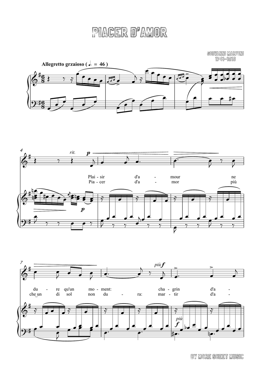 Giovanni-Piacer d'amor in G Major,for Voice and Piano Piano, Vocal scores gallery preview page 3