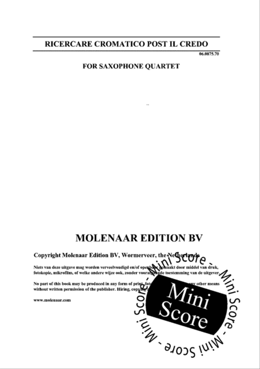 Ricercare Cromatico post il Credo Saxophone Quartet scores gallery preview page 3