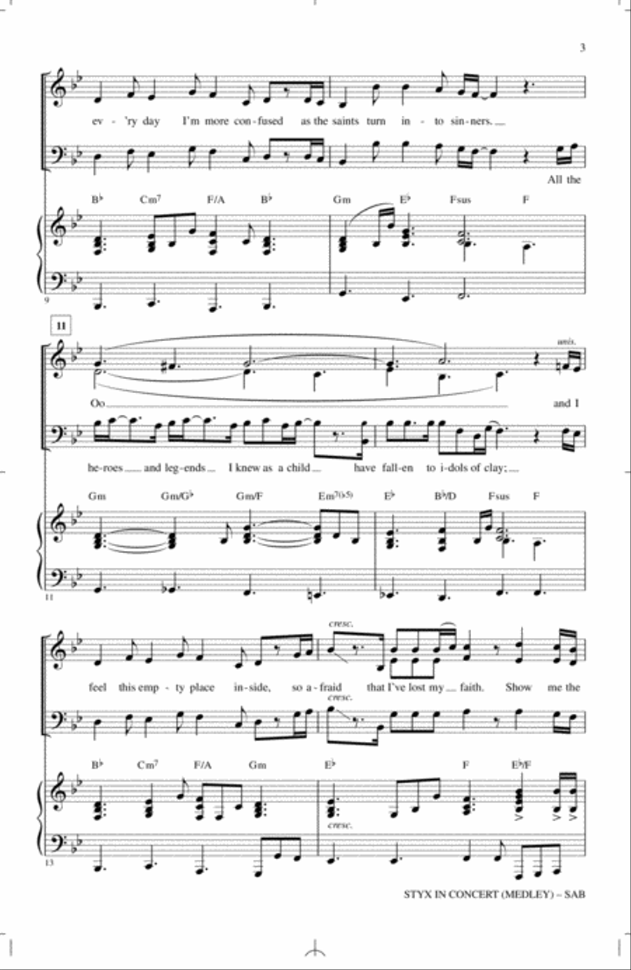 Styx In Concert (Medley) 3-Part scores gallery preview page 2