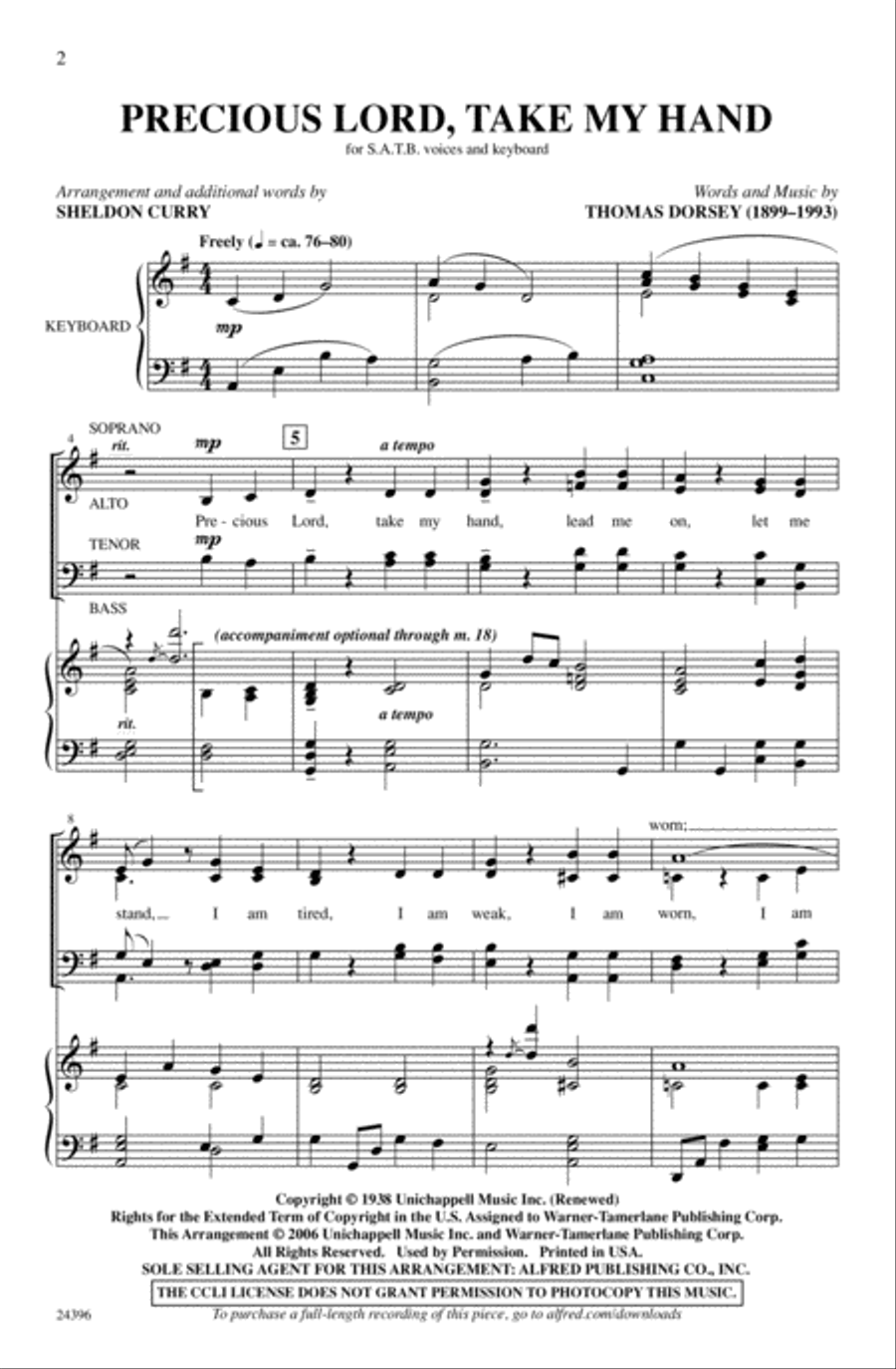 Precious Lord, Take My Hand Choir scores gallery preview page 1
