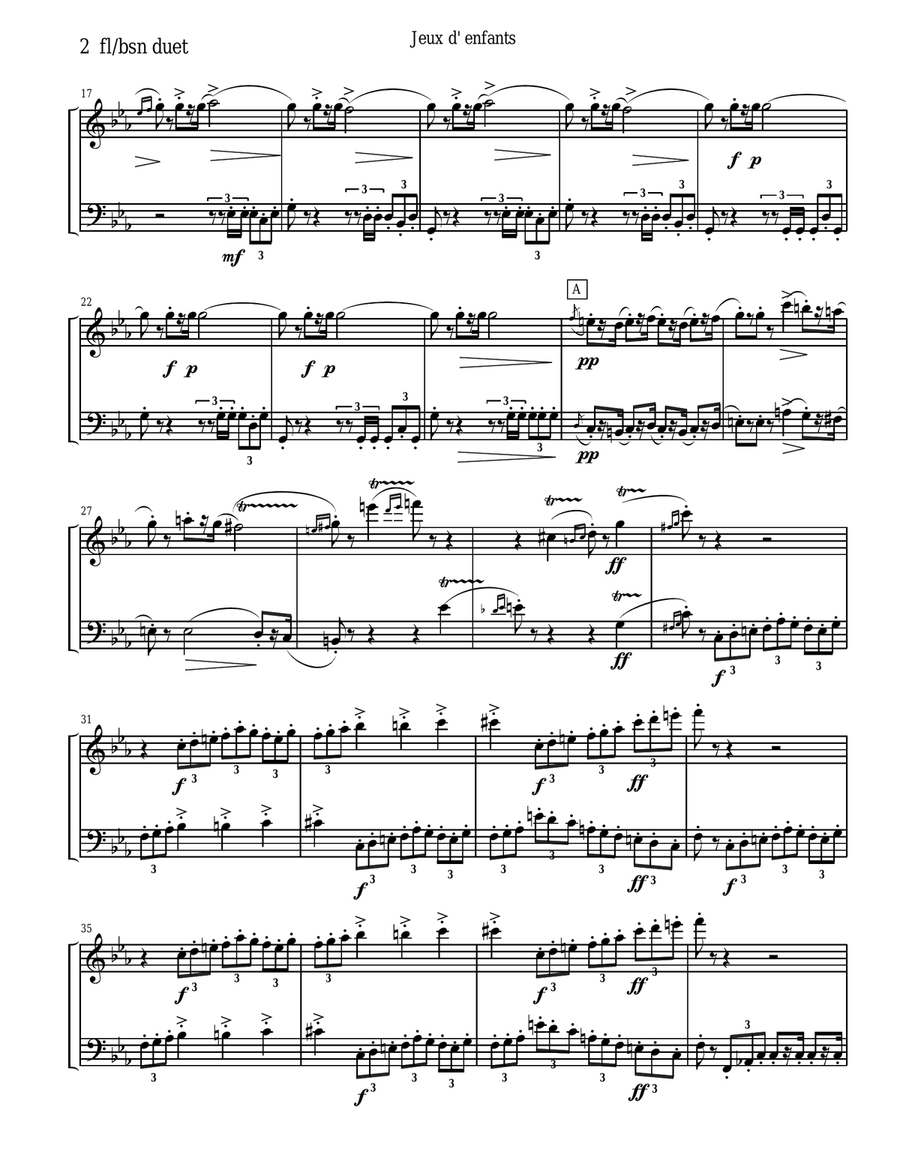 Bizet - Children's Games for Flute and Bassoon Duet Woodwind Duet scores gallery preview page 4