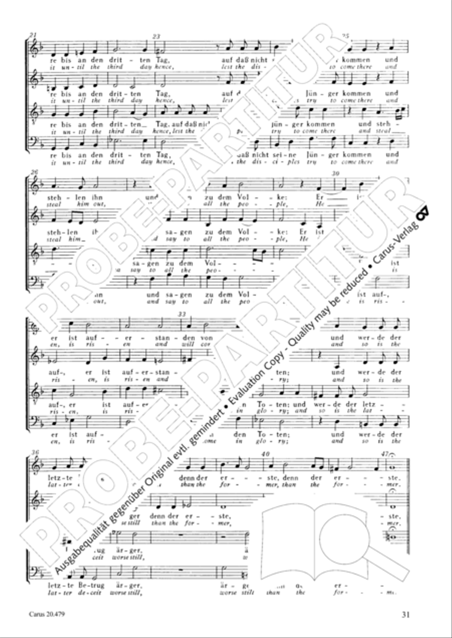 St. Matthew Passion (Matthaus-Passion) 4-Part scores gallery preview page 38
