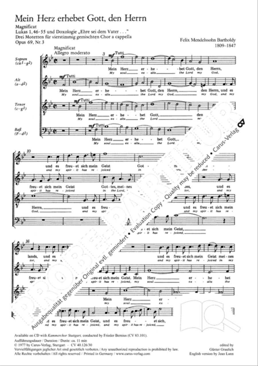 My soul exalts the Lord my God 4-Part scores gallery preview page 2