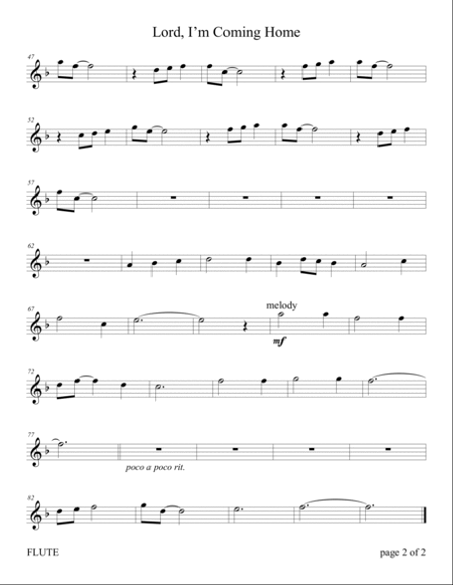 Lord, I'm Coming Home (for Flute and/or Violin Duet with Piano Accompaniment) Flute scores gallery preview page 3