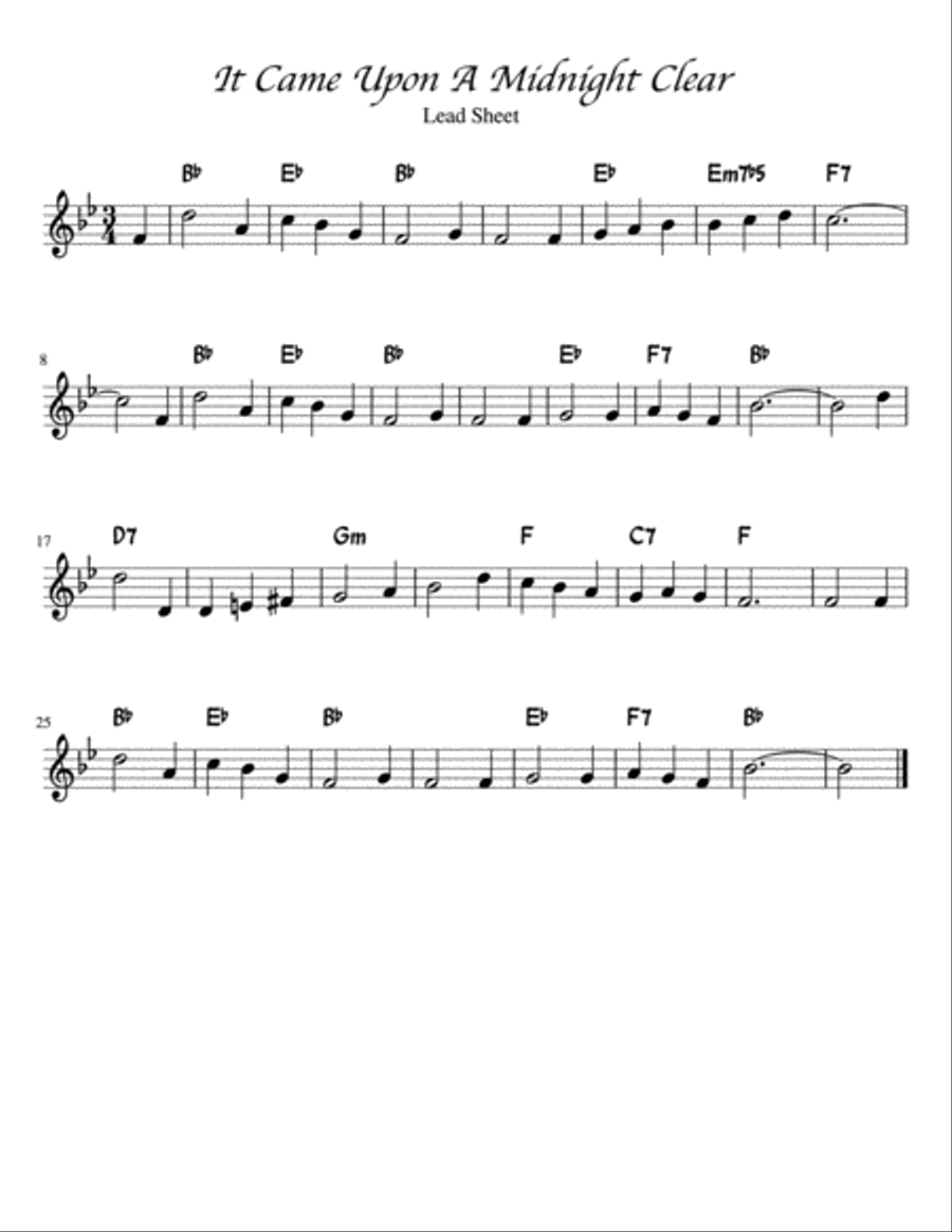 It Came Upon A Midnight Clear Lead Sheet Guitar Solo scores gallery preview page 1