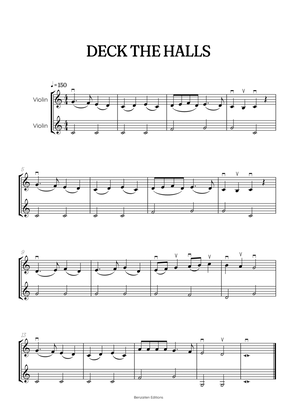 Deck the Halls for Violin Duet | super easy Christmas song sheet music with bowings