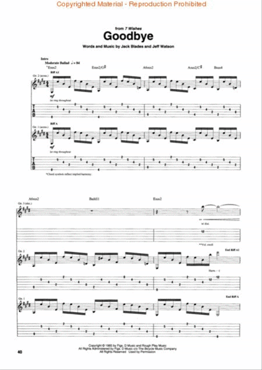 Best of Night Ranger Electric Guitar scores gallery preview page 4