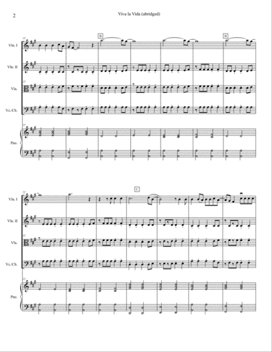 Viva La Vida String Orchestra scores gallery preview page 2