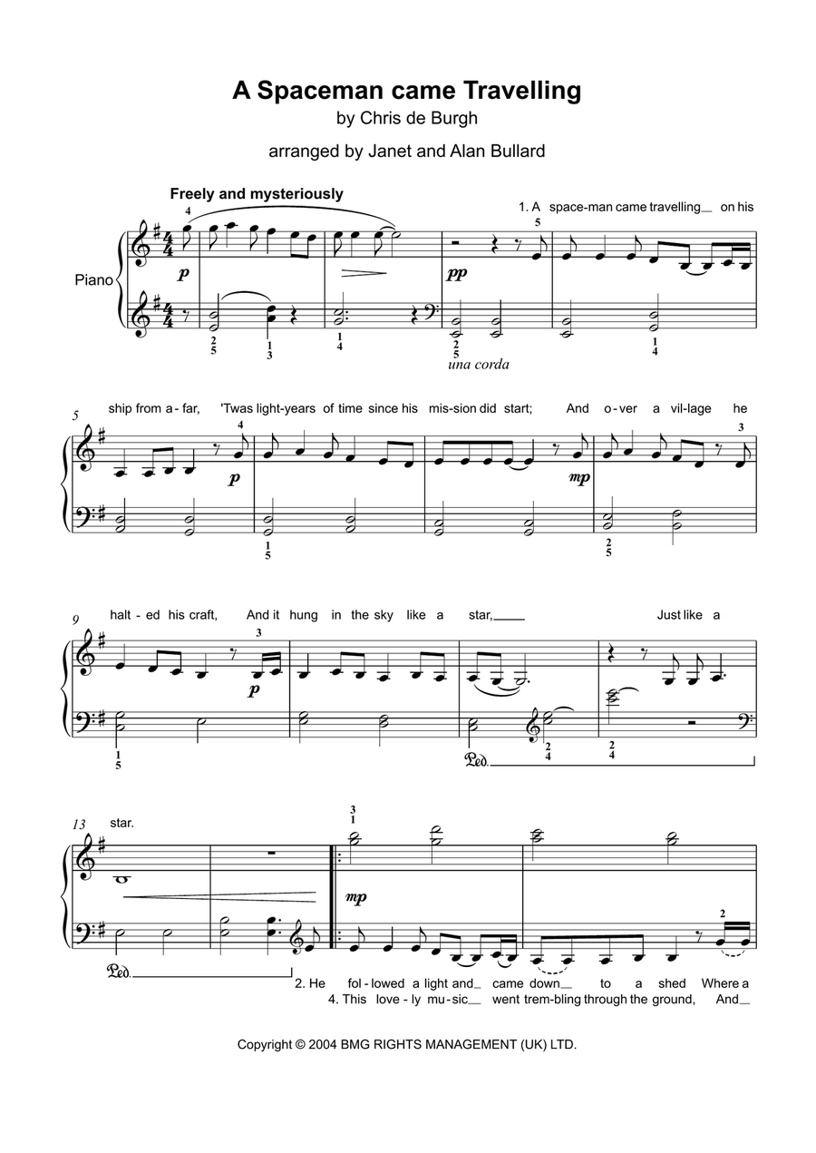 A Spaceman Came Travelling Piano Method scores gallery preview page 1
