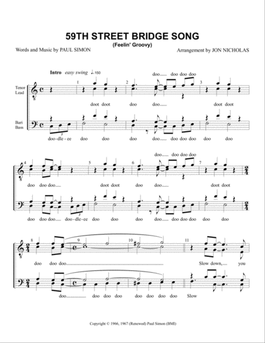 The 59th Street Bridge Song (feelin' Groovy) TTBB scores gallery preview page 1