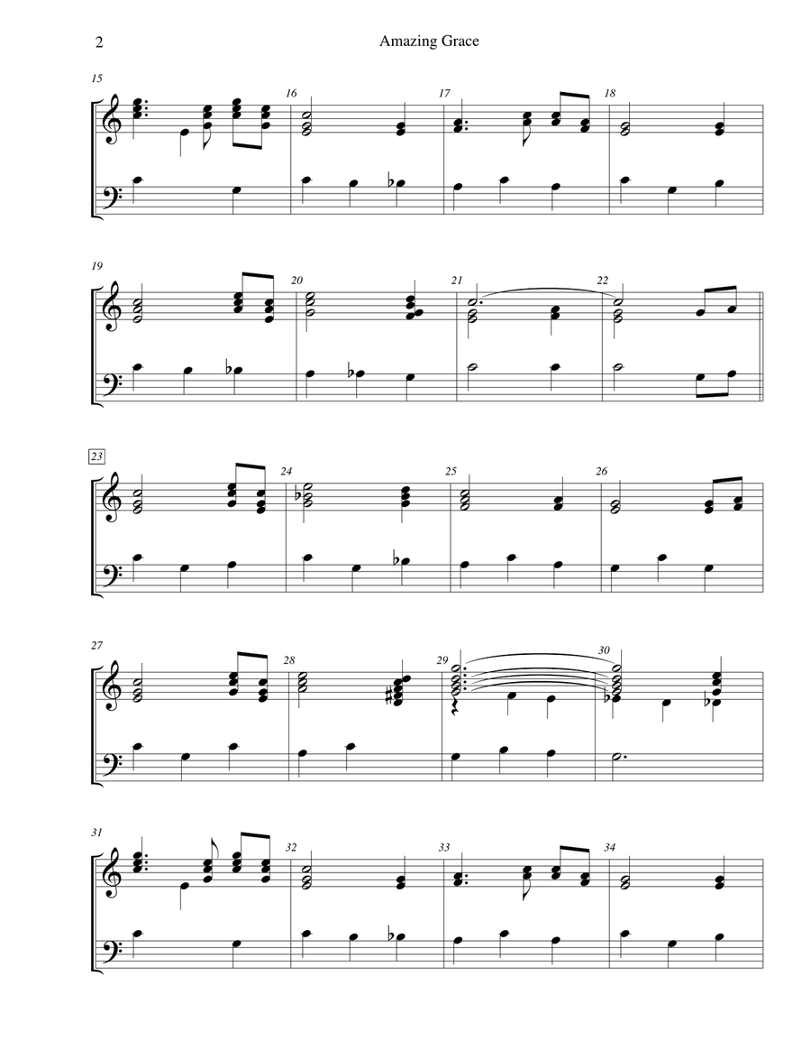 Amazing Grace - for 2-octave handbell choir 2-Octaves scores gallery preview page 2