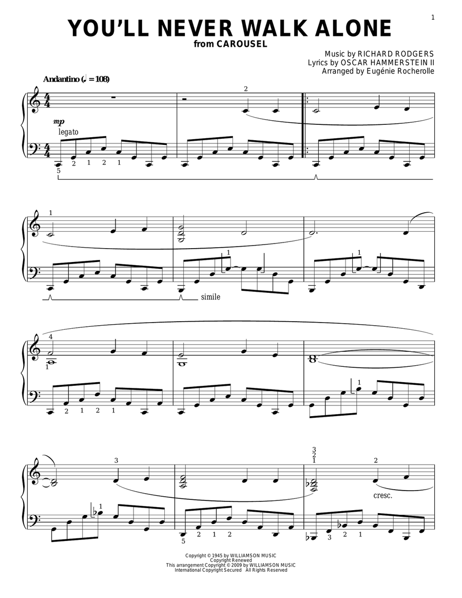 You'll Never Walk Alone (from Carousel) Piano Solo scores gallery preview page 1